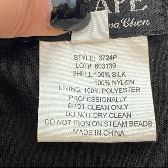 Y2K Xscape Black/ Pink Annabella Silk Beaded Floral Mermaid Maxi Dress Size 10 - Picture 13 of 16